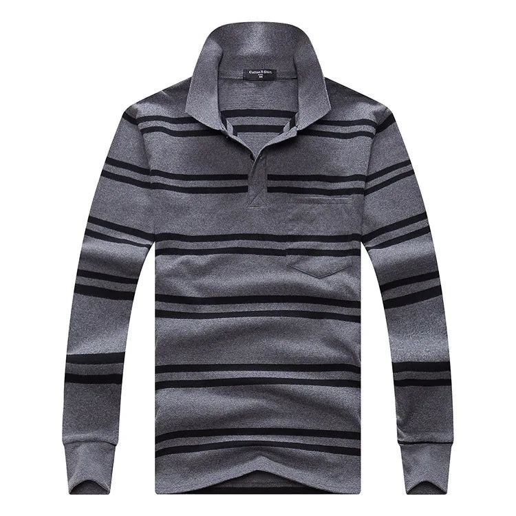 Classic Striped Cotton Polo for Men - Spring & Autumn ATHLEXES