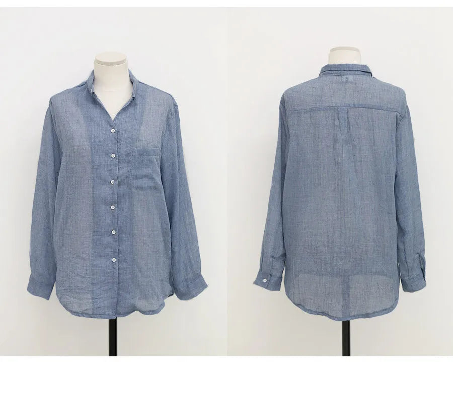 Luxe Linen Long Sleeve Chemisier Femme Blouse for Summer Fashion ATHLEXES