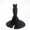 Elegant Strapless Black Maxi Dress with Front Slit ATHLEXES
