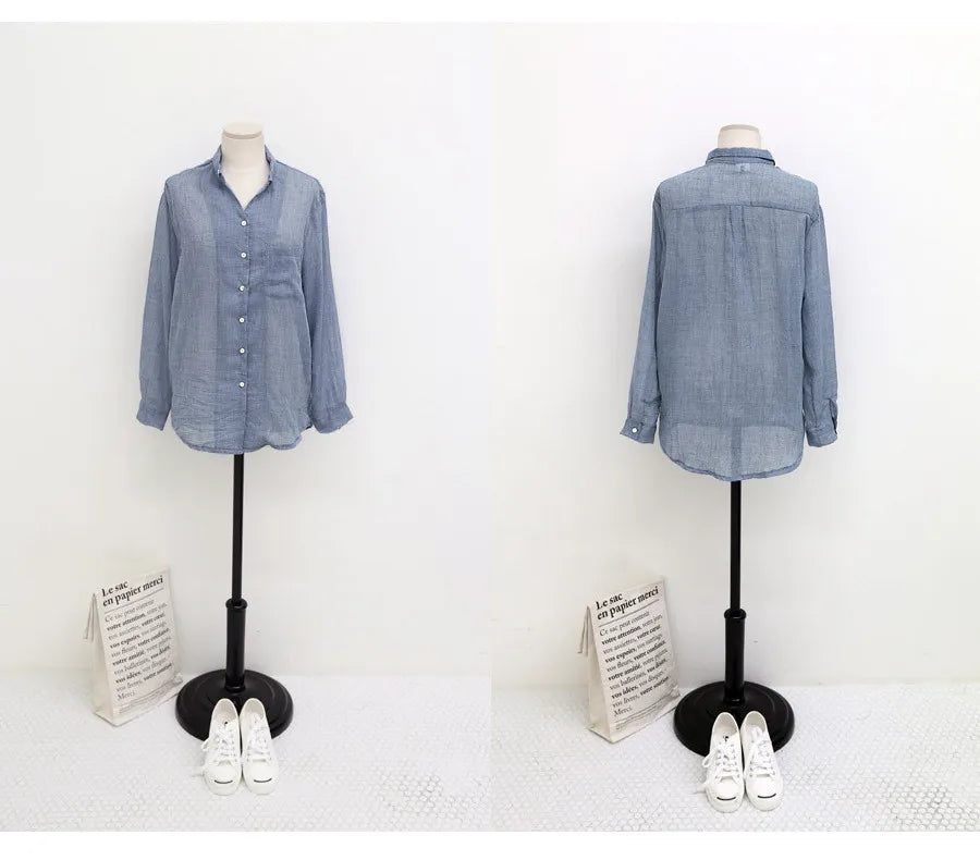 Luxe Linen Long Sleeve Chemisier Femme Blouse for Summer Fashion ATHLEXES