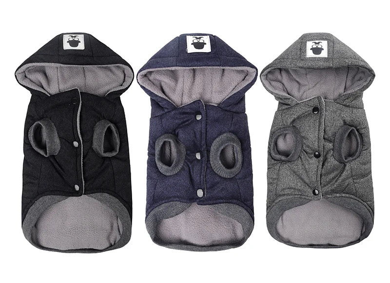 Blue/Gray Winter Warm Dog Clothes Hooded Thick Cotton Soft Pet Clothing Cat Puppy Dogs Coat Jackets S-XXL ATHLEXES