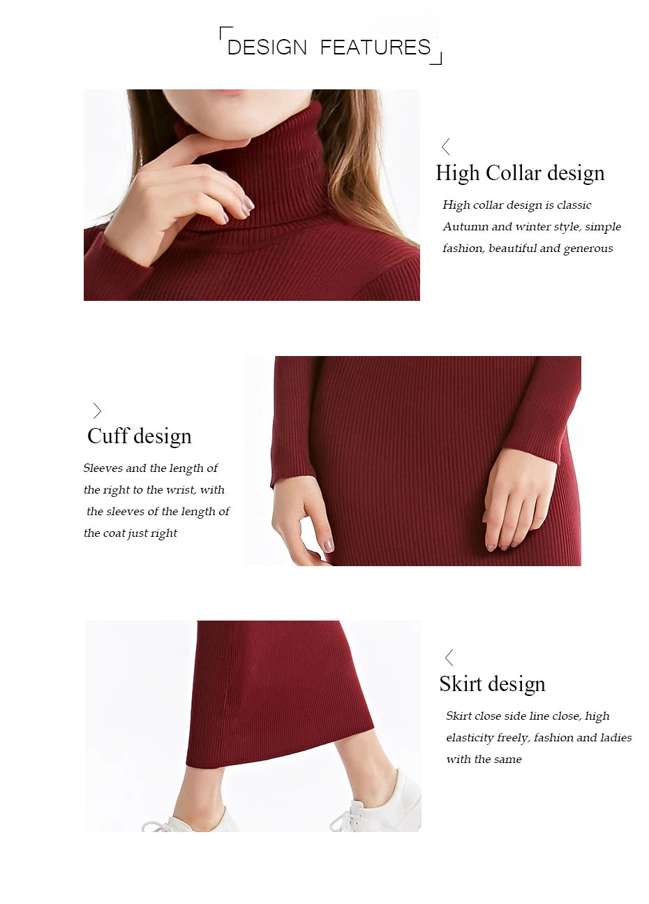 Turtleneck Knit Sheath Dress ATHLEXES