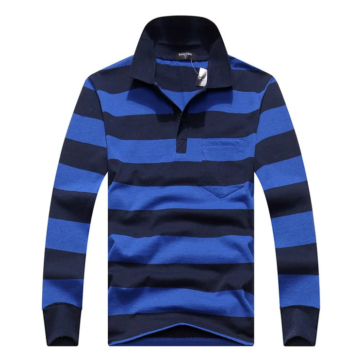 Classic Striped Cotton Polo for Men - Spring & Autumn ATHLEXES