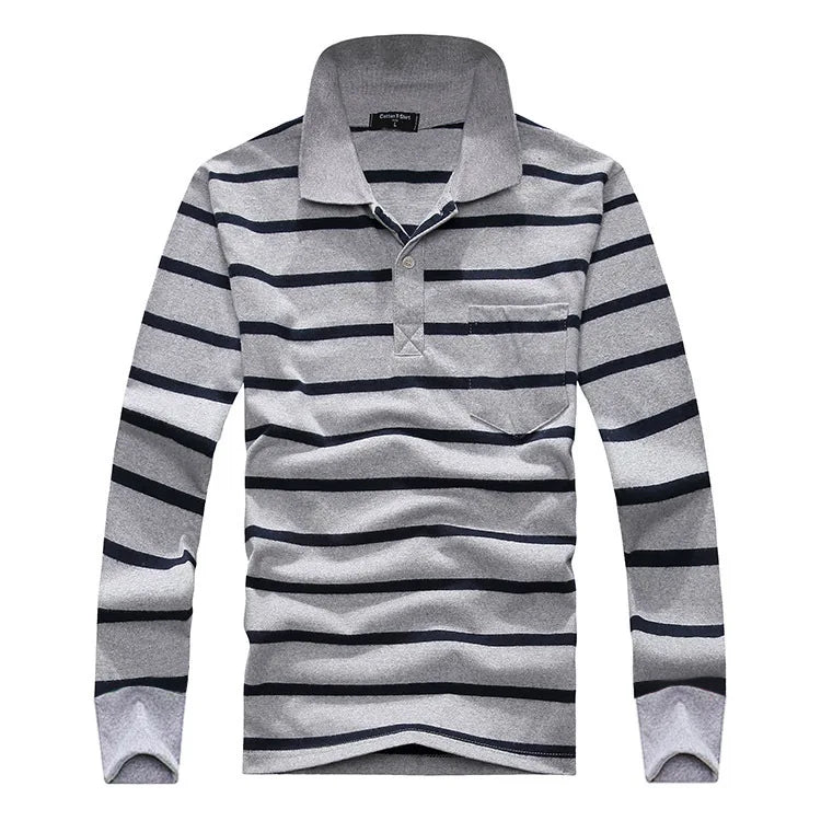 Classic Striped Cotton Polo for Men - Spring & Autumn ATHLEXES