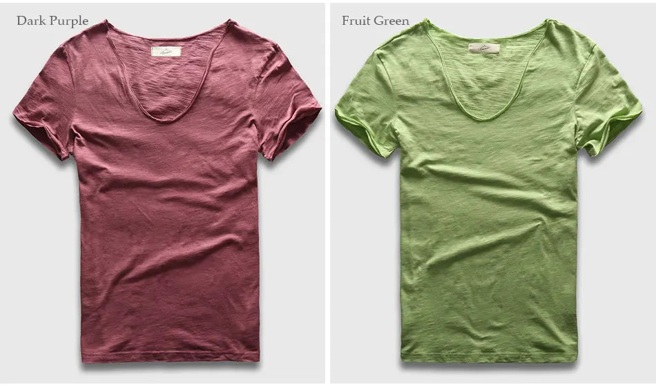 VogueFit Solid Cotton V-Neck Slim Fit T-Shirt for Men ATHLEXES