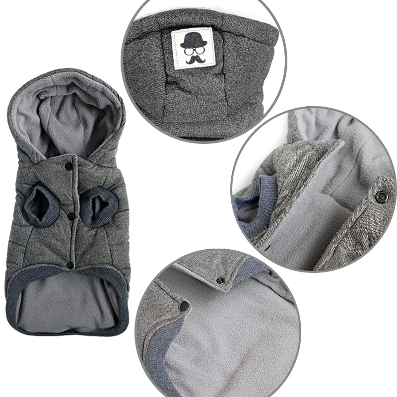 Blue/Gray Winter Warm Dog Clothes Hooded Thick Cotton Soft Pet Clothing Cat Puppy Dogs Coat Jackets S-XXL ATHLEXES