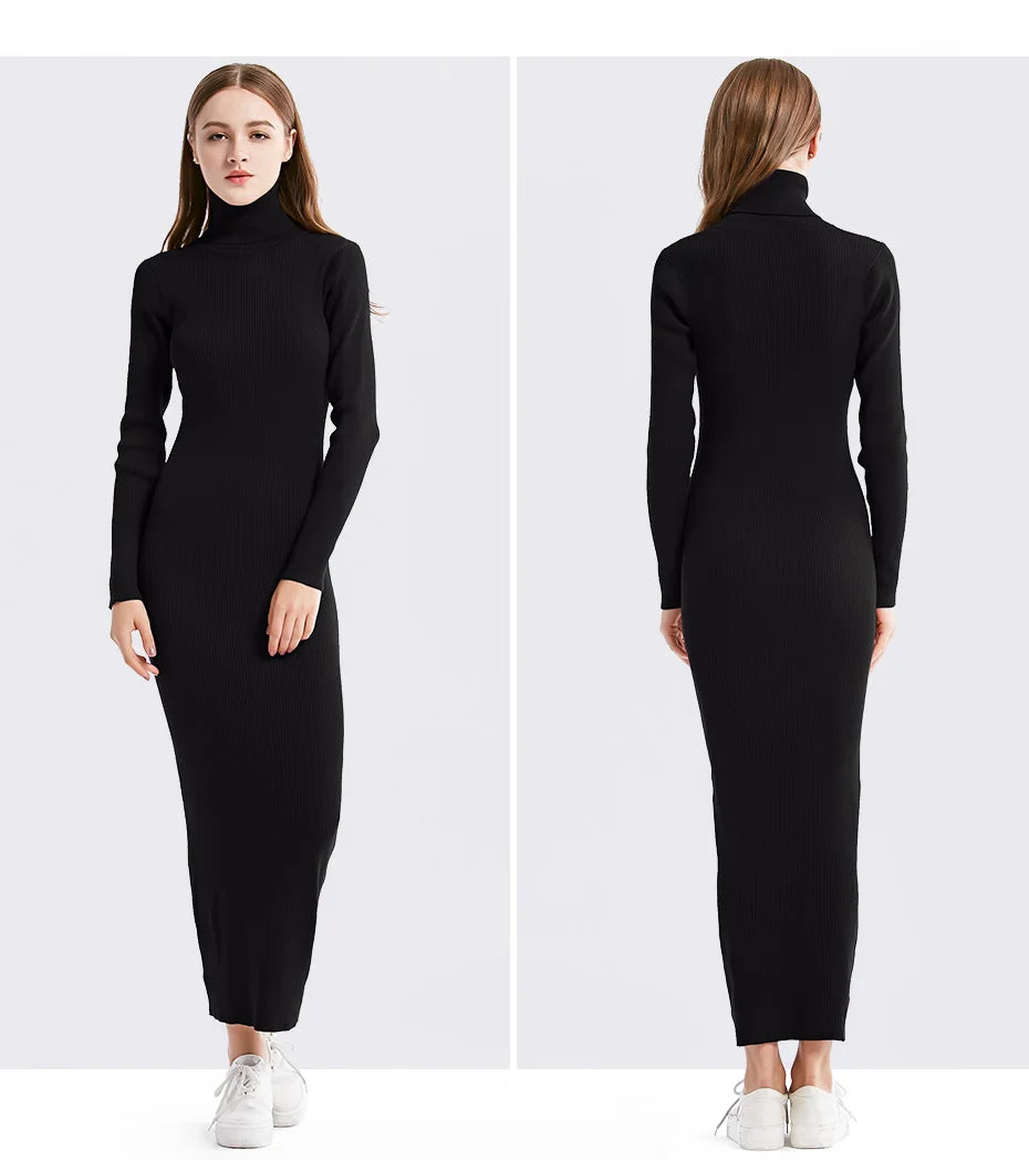 Turtleneck Knit Sheath Dress ATHLEXES