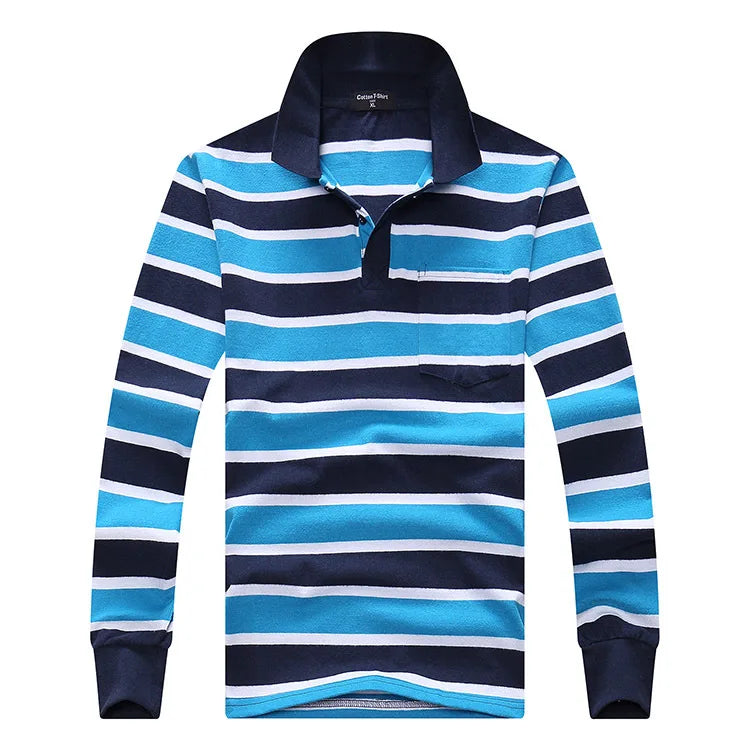 Classic Striped Cotton Polo for Men - Spring & Autumn ATHLEXES