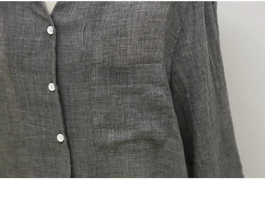 Luxe Linen Long Sleeve Chemisier Femme Blouse for Summer Fashion ATHLEXES