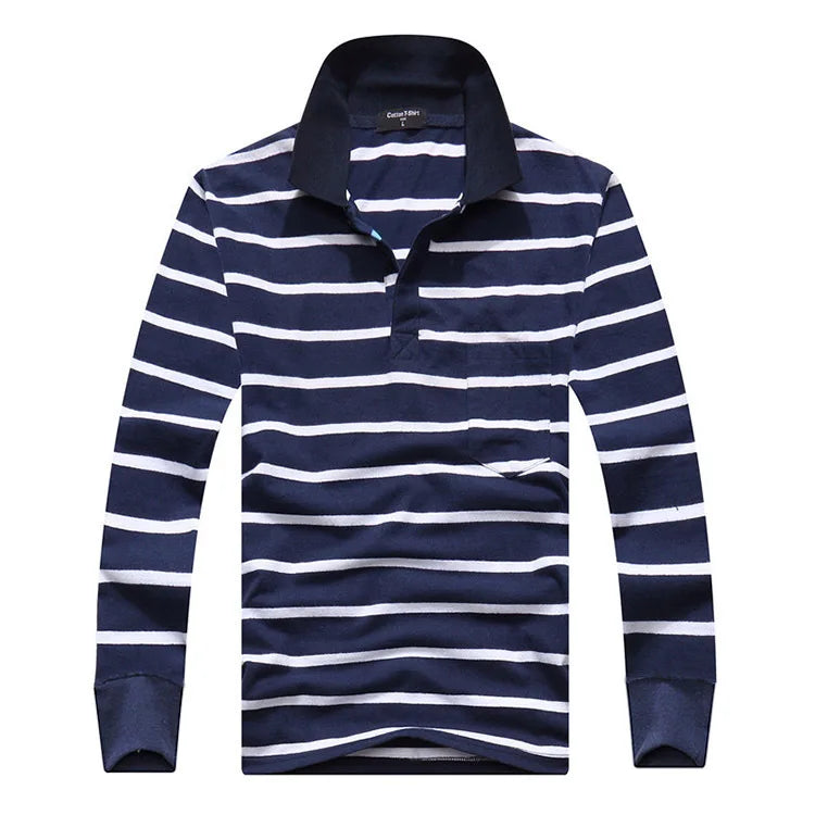 Classic Striped Cotton Polo for Men - Spring & Autumn ATHLEXES