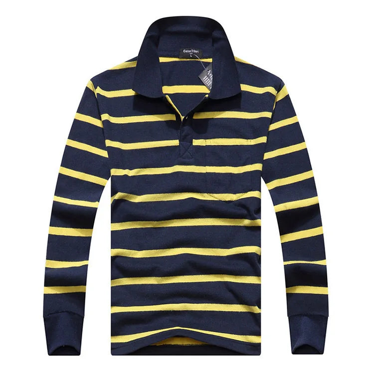 Classic Striped Cotton Polo for Men - Spring & Autumn ATHLEXES
