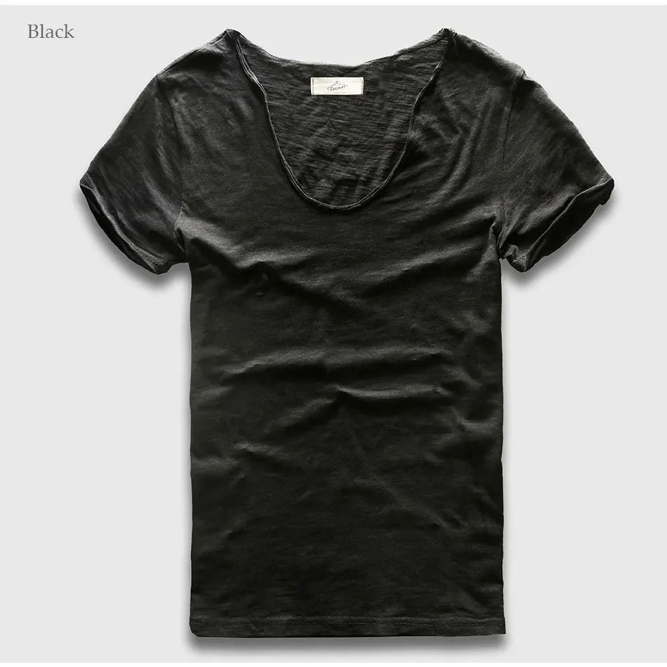 VogueFit Solid Cotton V-Neck Slim Fit T-Shirt for Men ATHLEXES
