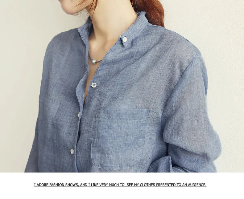 Luxe Linen Long Sleeve Chemisier Femme Blouse for Summer Fashion ATHLEXES