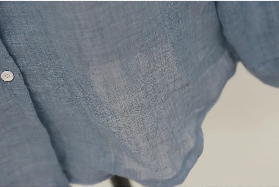 Luxe Linen Long Sleeve Chemisier Femme Blouse for Summer Fashion ATHLEXES