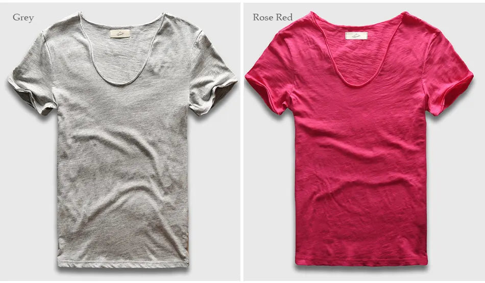 VogueFit Solid Cotton V-Neck Slim Fit T-Shirt for Men ATHLEXES