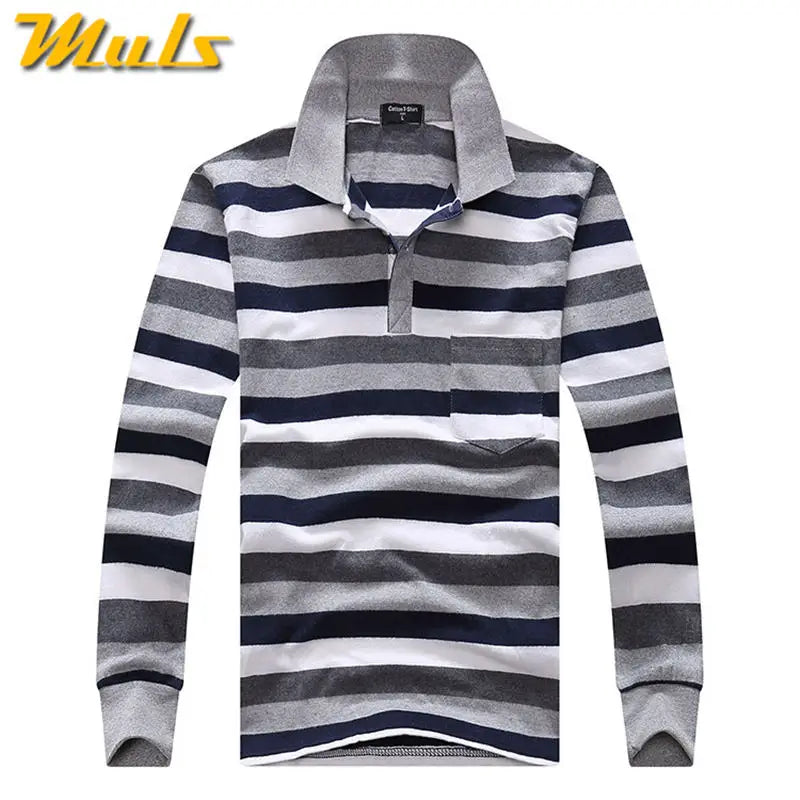 Classic Striped Cotton Polo for Men - Spring & Autumn ATHLEXES