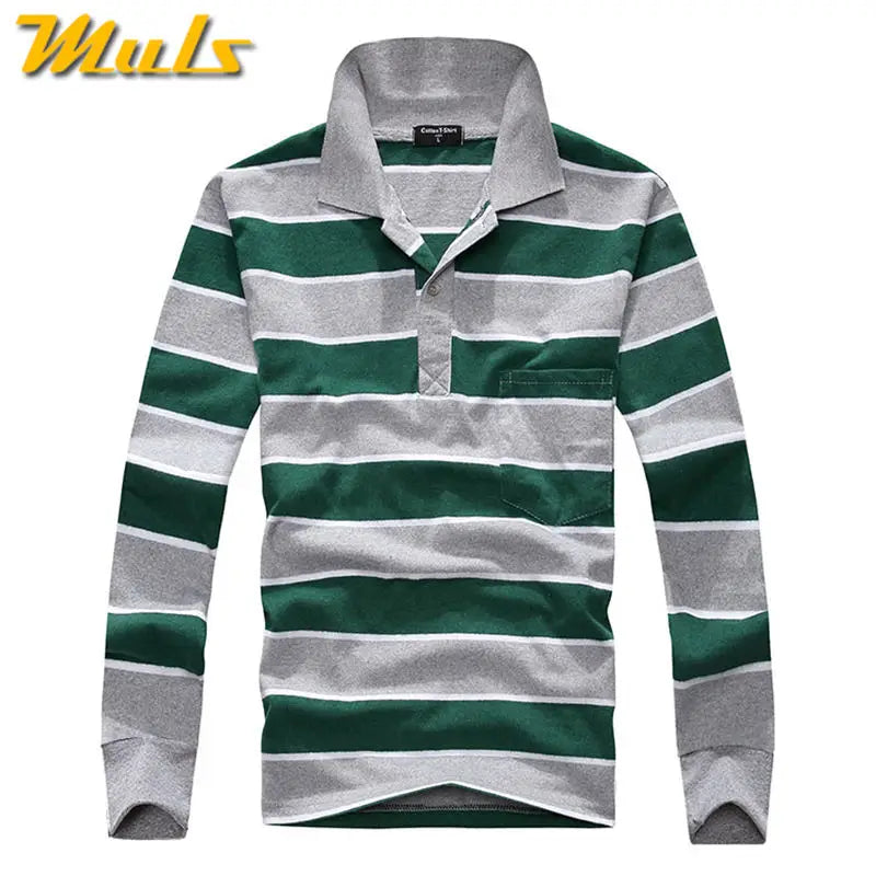 Classic Striped Cotton Polo for Men - Spring & Autumn ATHLEXES