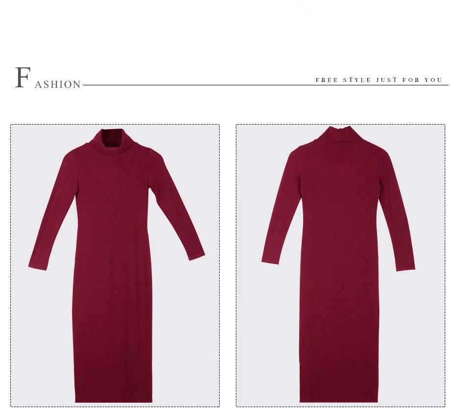 Turtleneck Knit Sheath Dress ATHLEXES