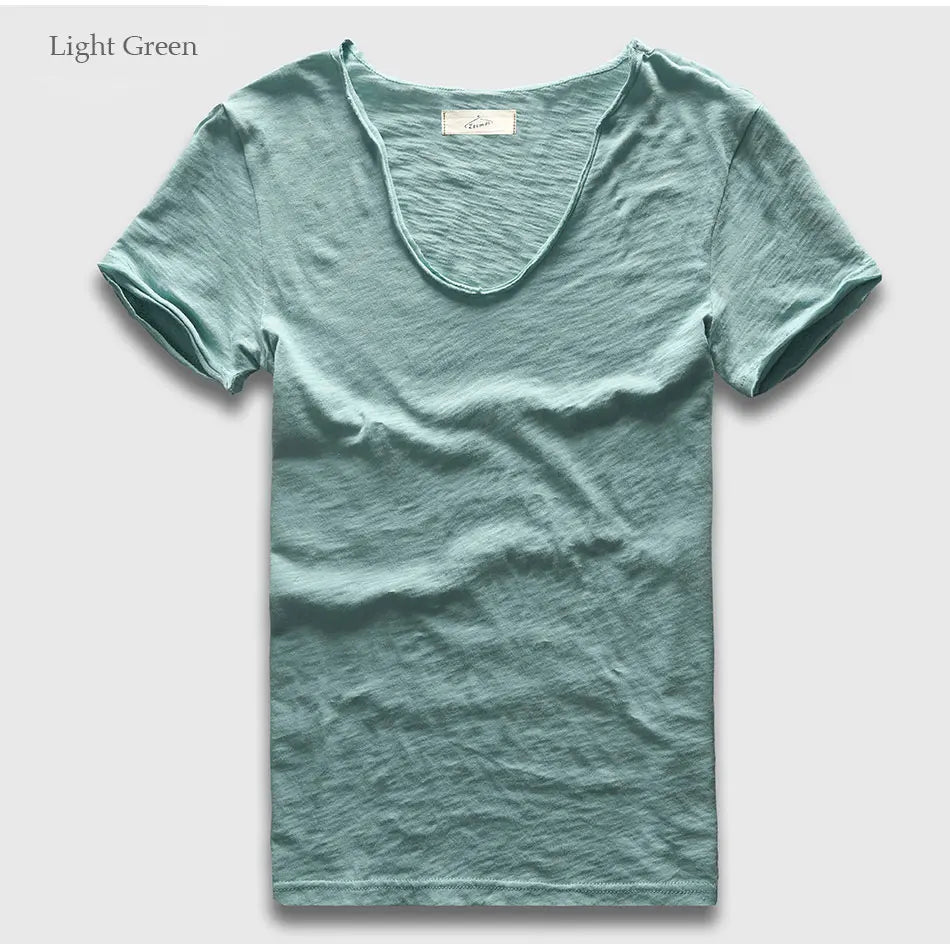 VogueFit Solid Cotton V-Neck Slim Fit T-Shirt for Men ATHLEXES