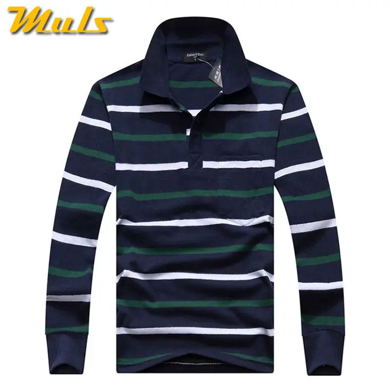 Classic Striped Cotton Polo for Men - Spring & Autumn ATHLEXES