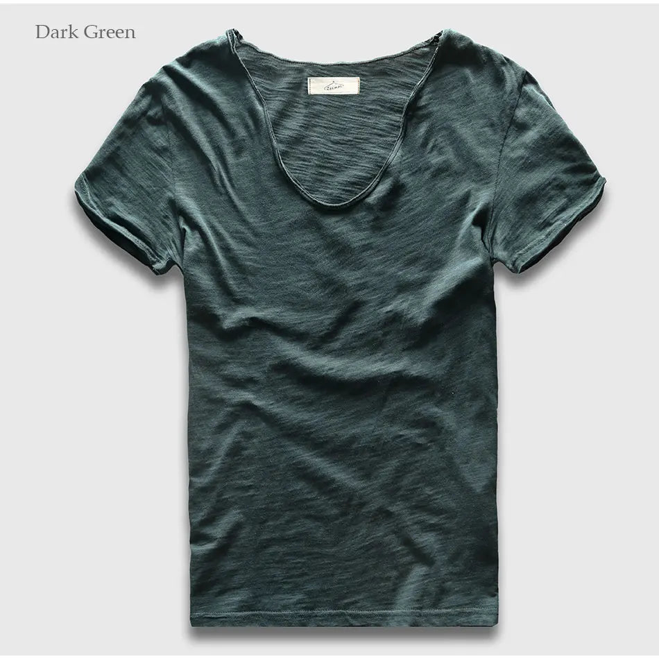 VogueFit Solid Cotton V-Neck Slim Fit T-Shirt for Men ATHLEXES