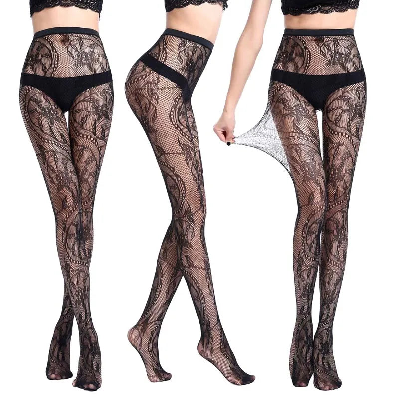 Elegant 19 Styles Lace Tights for Women - Sexy High Waist Fishnet ATHLEXES