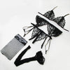 Lace Women Lingerie Set 4 Pcs Sling Open Bra Garter Panties ATHLEXES
