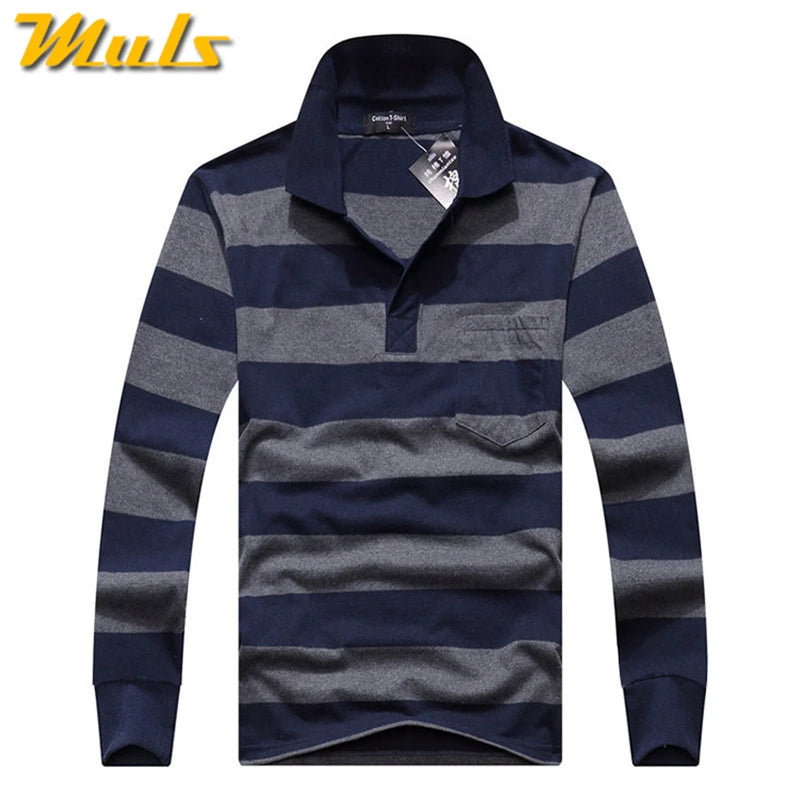 Classic Striped Cotton Polo for Men - Spring & Autumn ATHLEXES