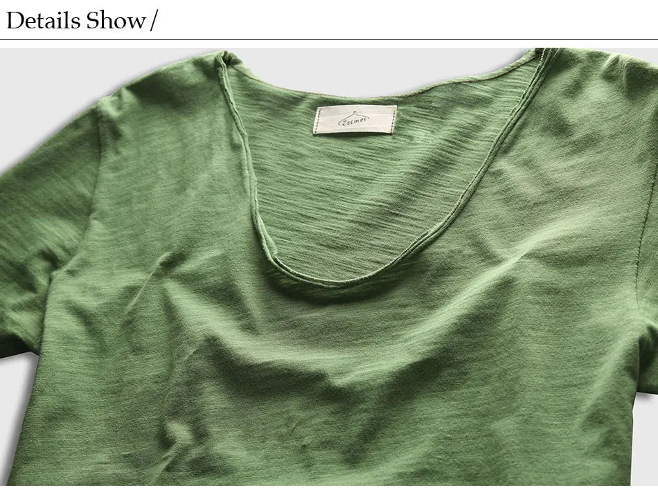 VogueFit Solid Cotton V-Neck Slim Fit T-Shirt for Men ATHLEXES