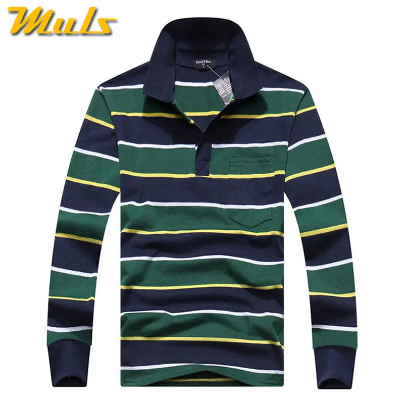 Classic Striped Cotton Polo for Men - Spring & Autumn ATHLEXES