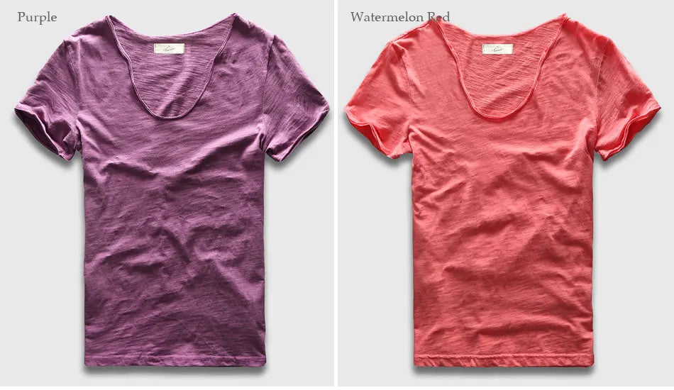 VogueFit Solid Cotton V-Neck Slim Fit T-Shirt for Men ATHLEXES