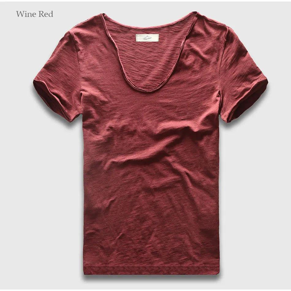 VogueFit Solid Cotton V-Neck Slim Fit T-Shirt for Men ATHLEXES