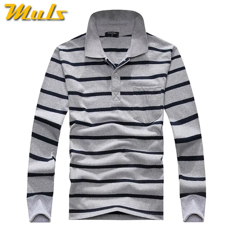 Classic Striped Cotton Polo for Men - Spring & Autumn ATHLEXES