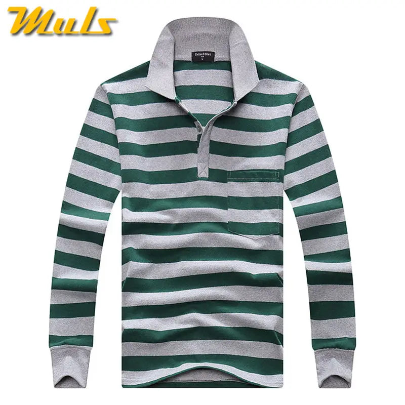 Classic Striped Cotton Polo for Men - Spring & Autumn ATHLEXES
