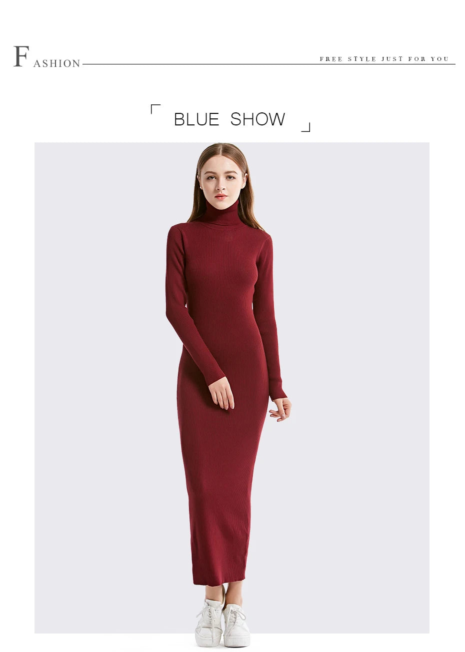 Turtleneck Knit Sheath Dress ATHLEXES