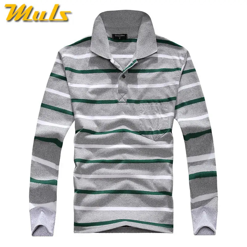 Classic Striped Cotton Polo for Men - Spring & Autumn ATHLEXES