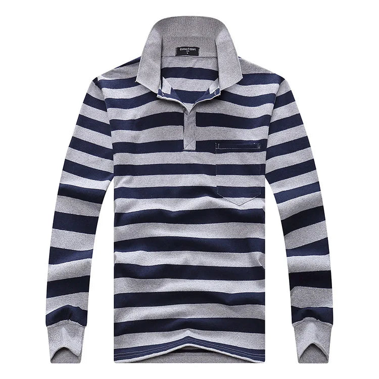 Classic Striped Cotton Polo for Men - Spring & Autumn ATHLEXES