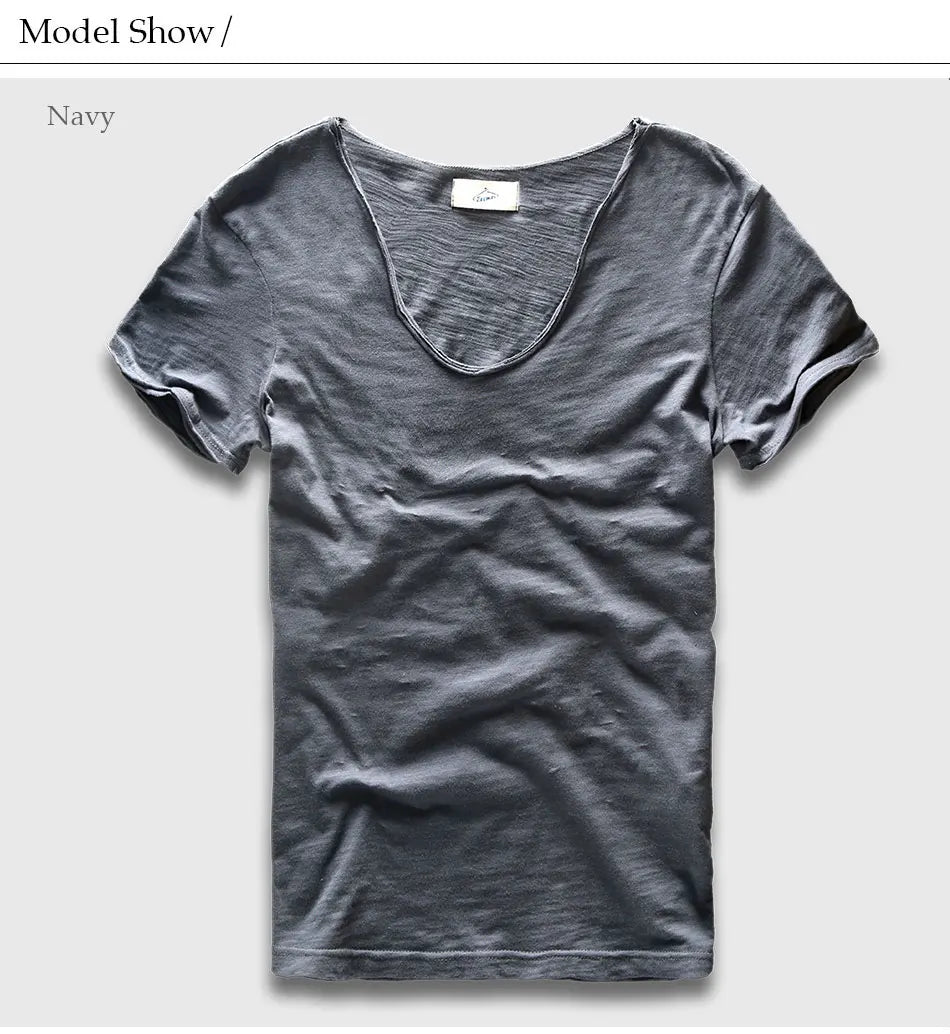 VogueFit Solid Cotton V-Neck Slim Fit T-Shirt for Men ATHLEXES