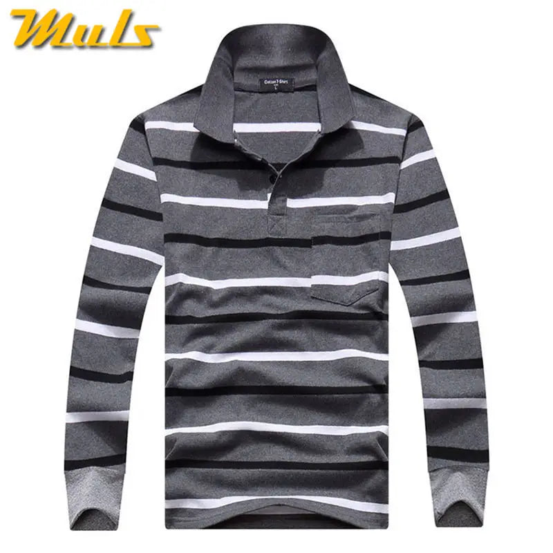 Classic Striped Cotton Polo for Men - Spring & Autumn ATHLEXES