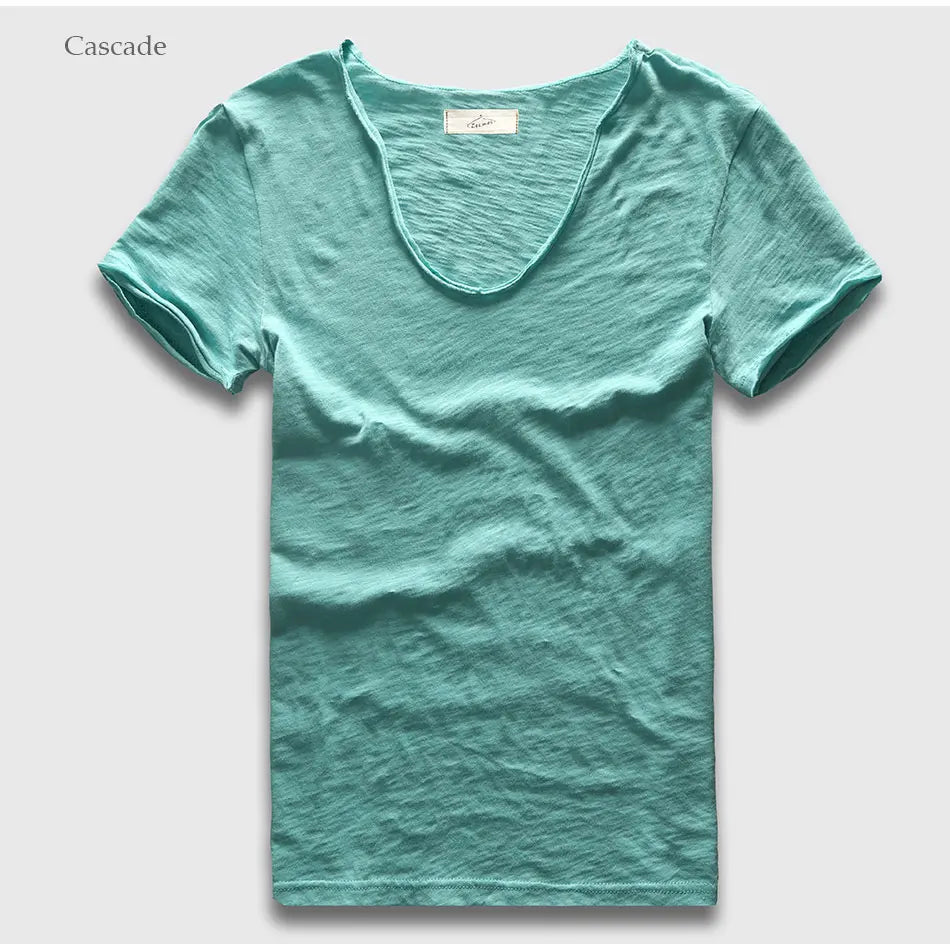 VogueFit Solid Cotton V-Neck Slim Fit T-Shirt for Men ATHLEXES