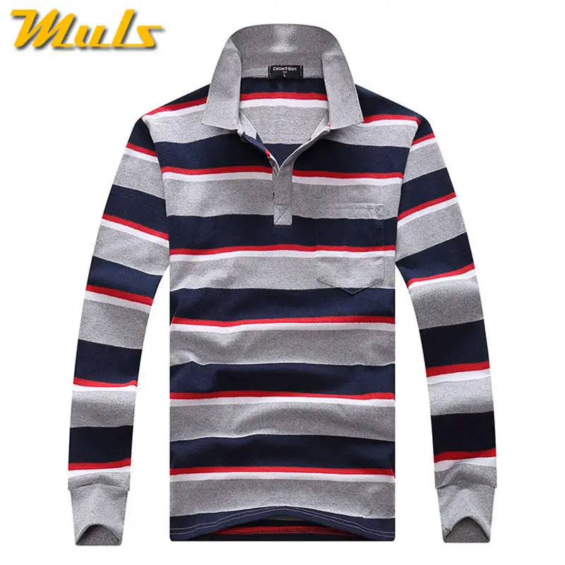 Classic Striped Cotton Polo for Men - Spring & Autumn ATHLEXES