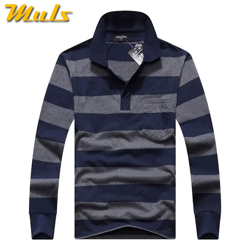 Classic Striped Cotton Polo for Men - Spring & Autumn ATHLEXES