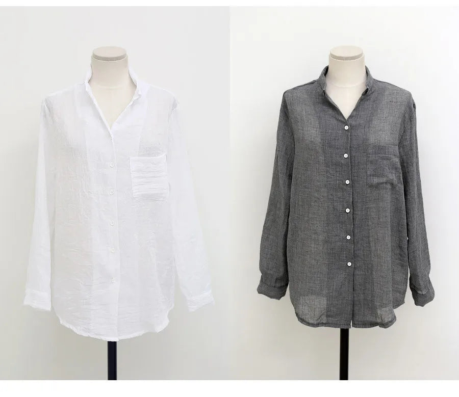 Luxe Linen Long Sleeve Chemisier Femme Blouse for Summer Fashion ATHLEXES