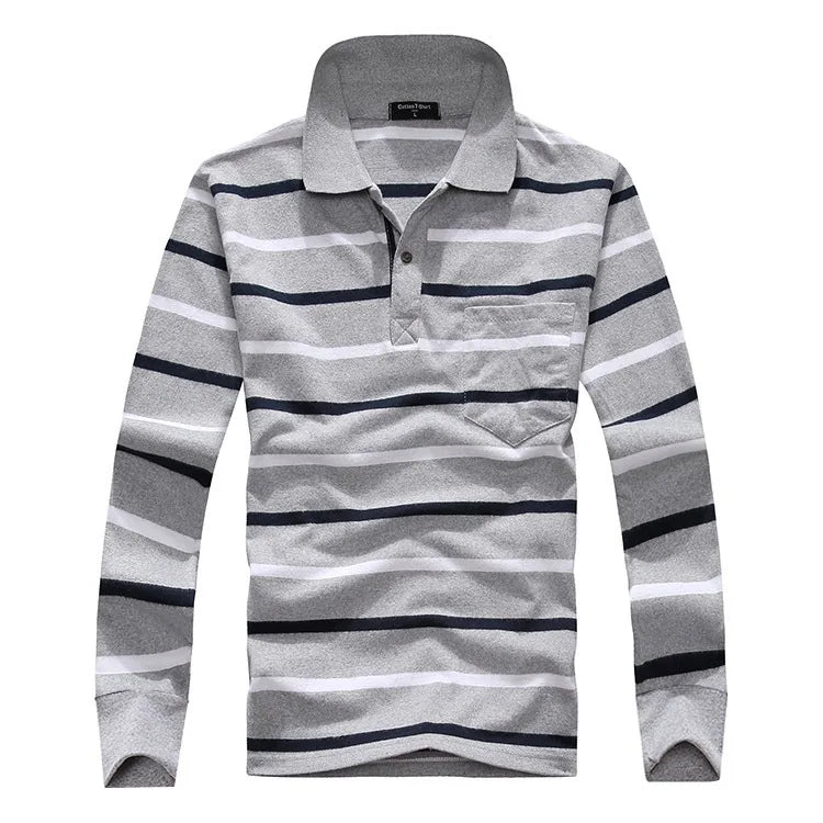 Classic Striped Cotton Polo for Men - Spring & Autumn ATHLEXES