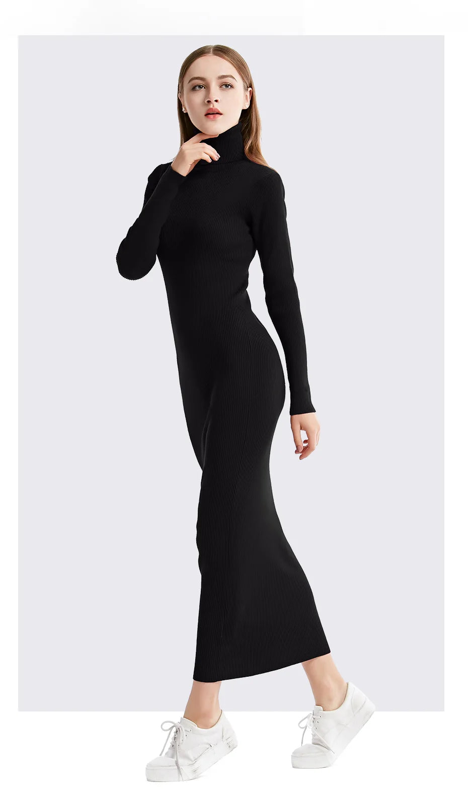Turtleneck Knit Sheath Dress ATHLEXES