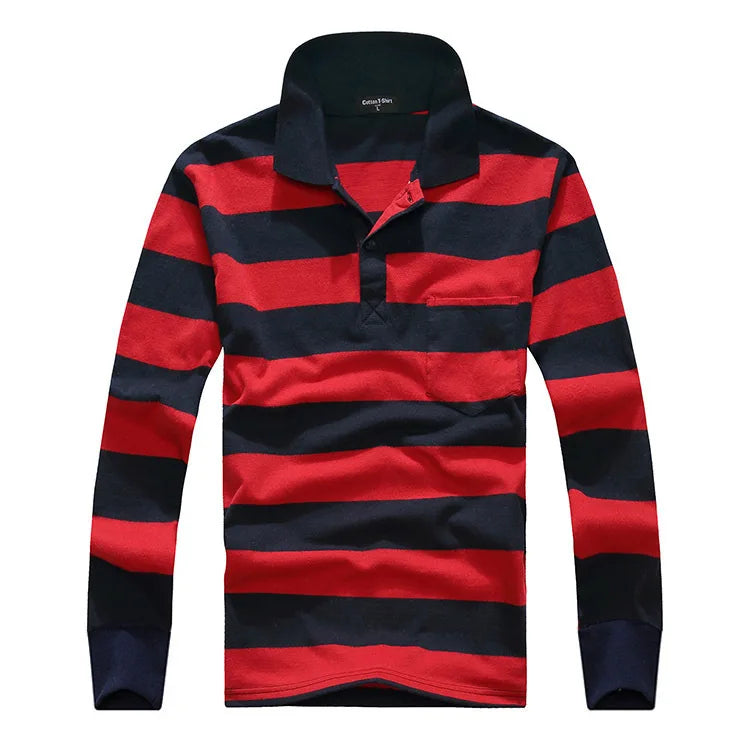 Classic Striped Cotton Polo for Men - Spring & Autumn ATHLEXES
