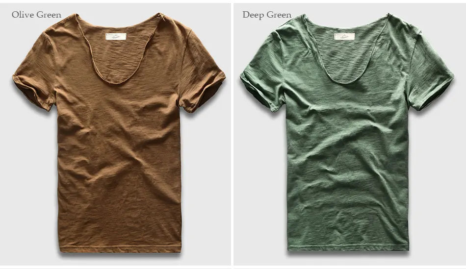 VogueFit Solid Cotton V-Neck Slim Fit T-Shirt for Men ATHLEXES
