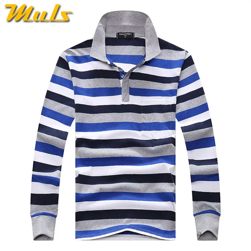 Classic Striped Cotton Polo for Men - Spring & Autumn ATHLEXES