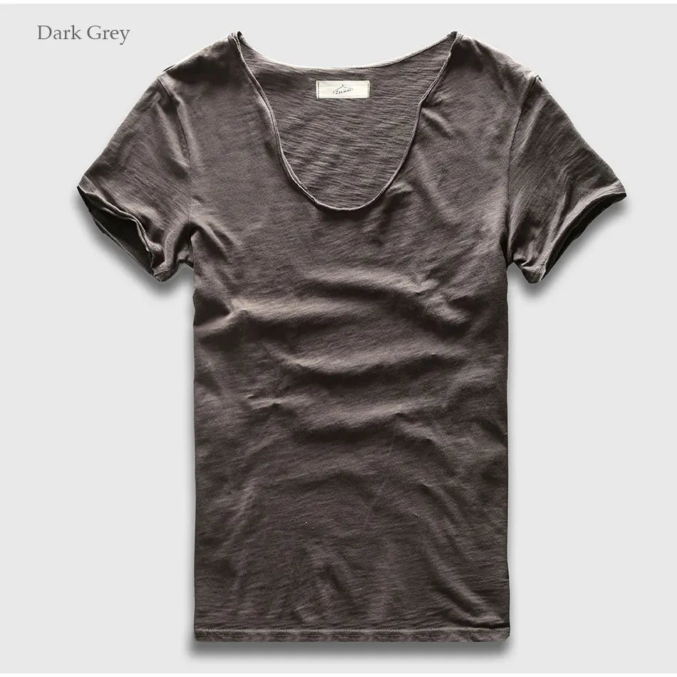 VogueFit Solid Cotton V-Neck Slim Fit T-Shirt for Men ATHLEXES