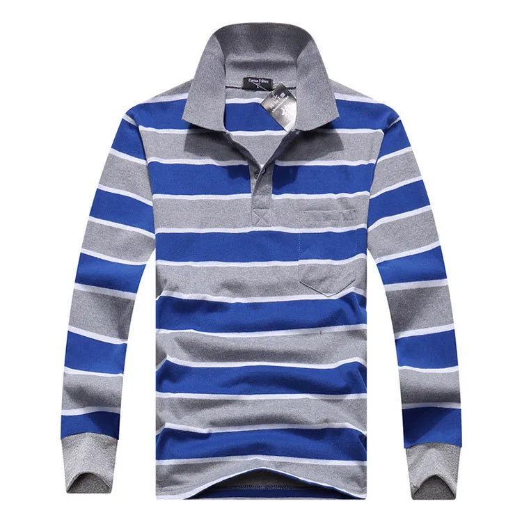 Classic Striped Cotton Polo for Men - Spring & Autumn ATHLEXES